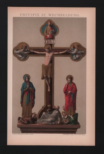 Chromo-lithographie 1892, crucifix à château de change. - Photo 1/1