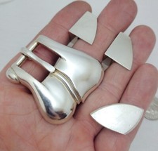 Iconic Barry Kieselstein-Cord Sterling Silver Belt Buckle with 2 Keepers  Tip
