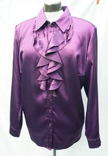 Satinbluse 36 lila MONA Rüschen Bluse FESTLICH Seidenbluse Satin