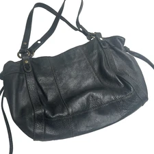 LUCKY xLg Black Pebbled Leather Shoulder Bag Tote