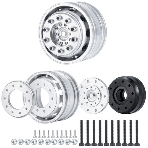FLYXM Front Wheel Rims Hubs Wider Wheels for RC 1:14 Tamiya Tractor Truck Car - Picture 8 of 11