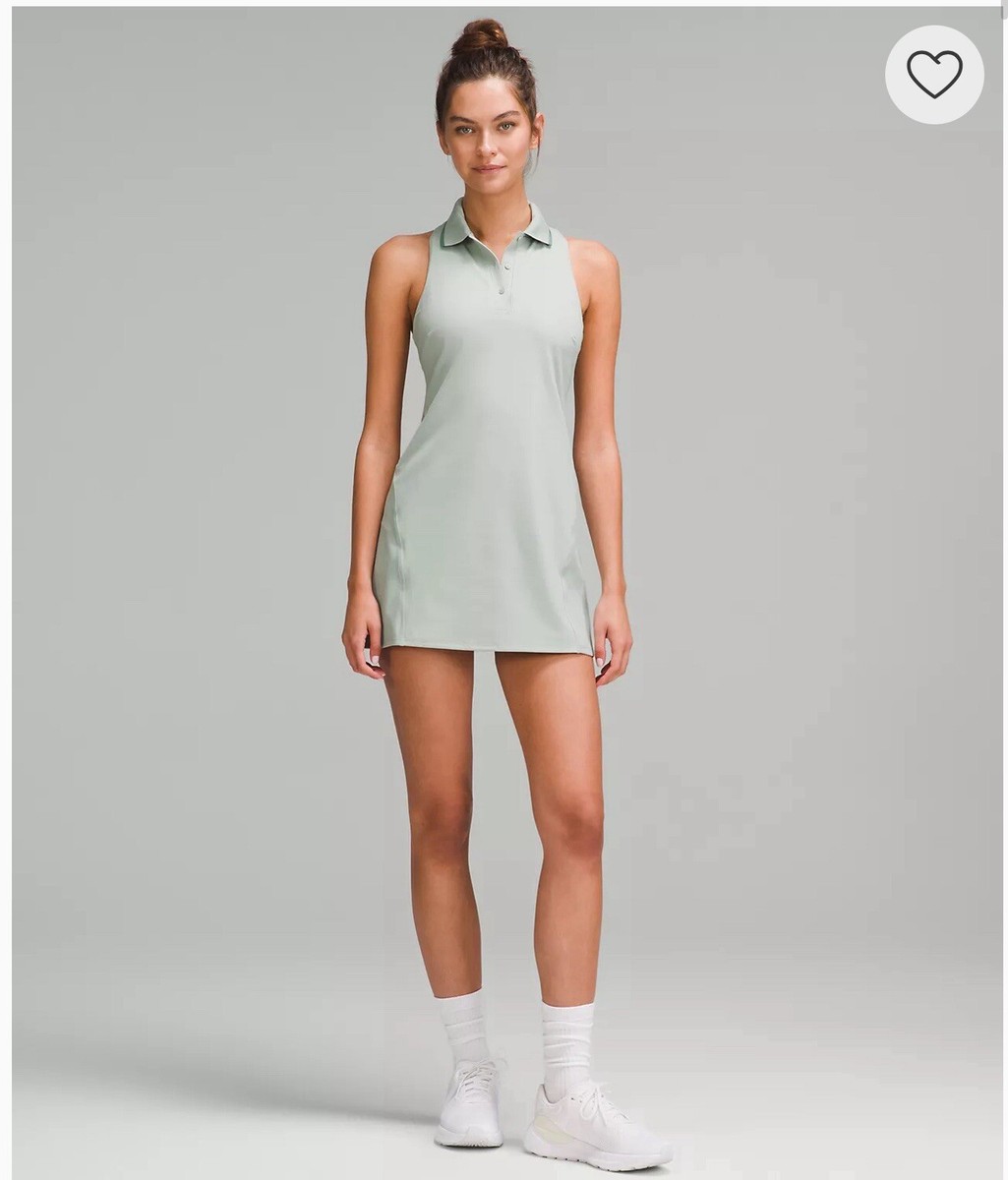 NEW wTag-LULULEMON Green Lightweight Sleeveless Polo Tennis Dress 8 S15