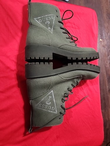 ✅️GUESS boots women Size 7.5 Shoes Dark Olive Combat - Picture 4 of 16