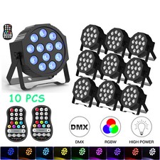10Pack 12LED RGB Stage Lighting PAR Light DMX Beam Party DJ Disco Lights Battery
