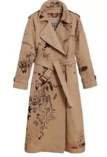 Burberry Women's Sketch Cotton Gabardine Trench Coat - Size Uk 4 Us 2