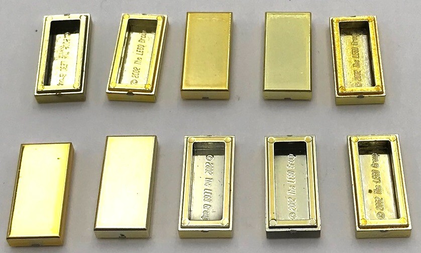 Lego 10 New Chrome Gold Tiles Flat Smooth 1 x 2 Parts | eBay
