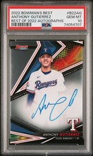 ANTHONY GUTIERREZ 2022 BOWMAN’S BEST BEST OF 2022 AUTO PSA GEM MINT 10