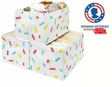 3Pack StorageWorks Foldable Storage Baskets for Closet Shelf with Handles