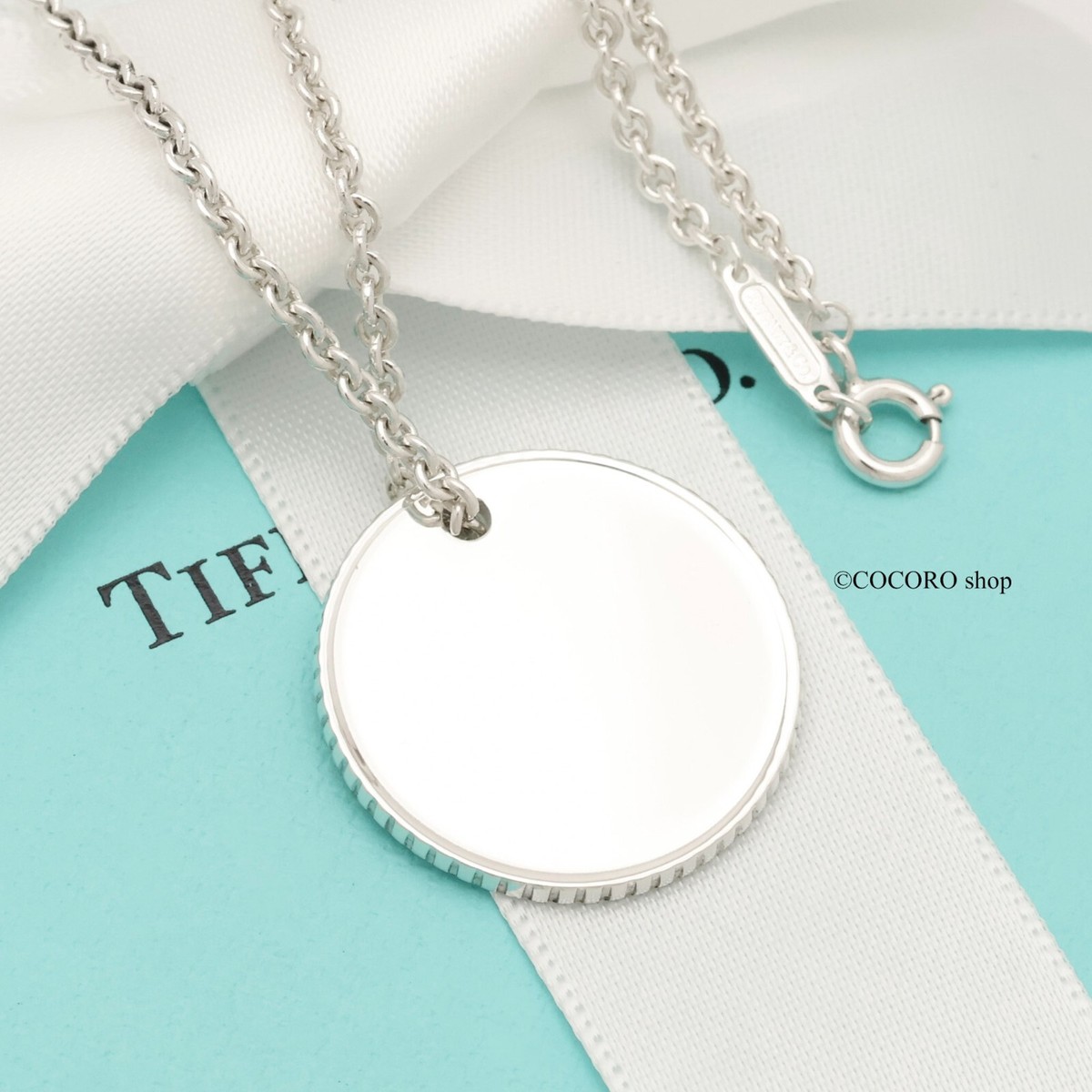 【Tiffany&Co】☆人気☆Tiffany Circle Pendant Tiffany & Co. Coin Edge Round Circle Necklace Pendant 16