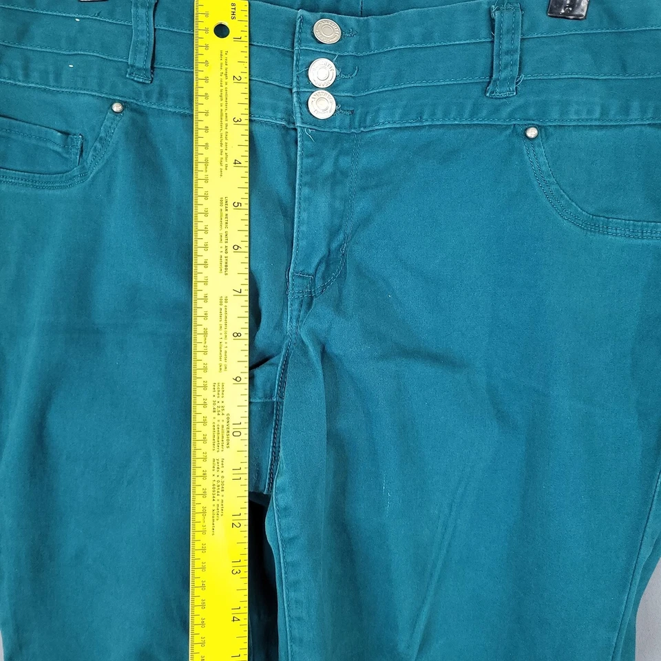 Pantalones al tobillo para mujer Amathyst Bodycon tiro medio dobladillo crudo verde azulado talla 16 Foto 3 de 4