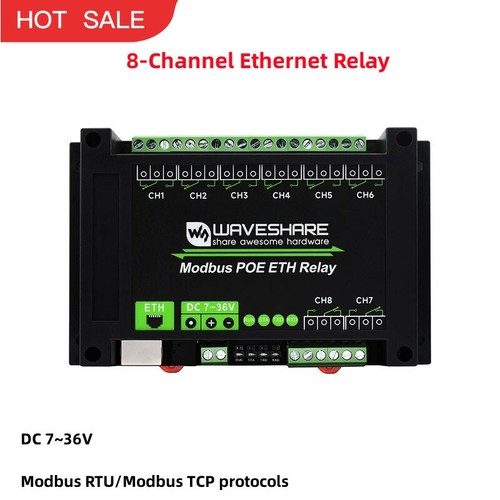 Waveshare Industrial 8-Channel Ethernet Relay Module Modbus POE ETH Relay