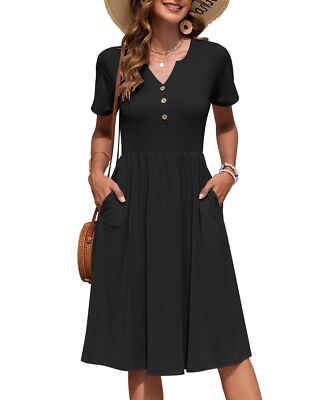 chinese dress ladies La Leela Women's Summer Loose Vacation House Wear Swing Dresses L_ORANGE P04562
