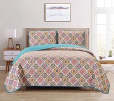Dan River Reversible Printed Quilt Set 3 Piece 