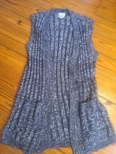 Women's Olive and Oak Gray Long Vest Cardigan Sweater Size Large