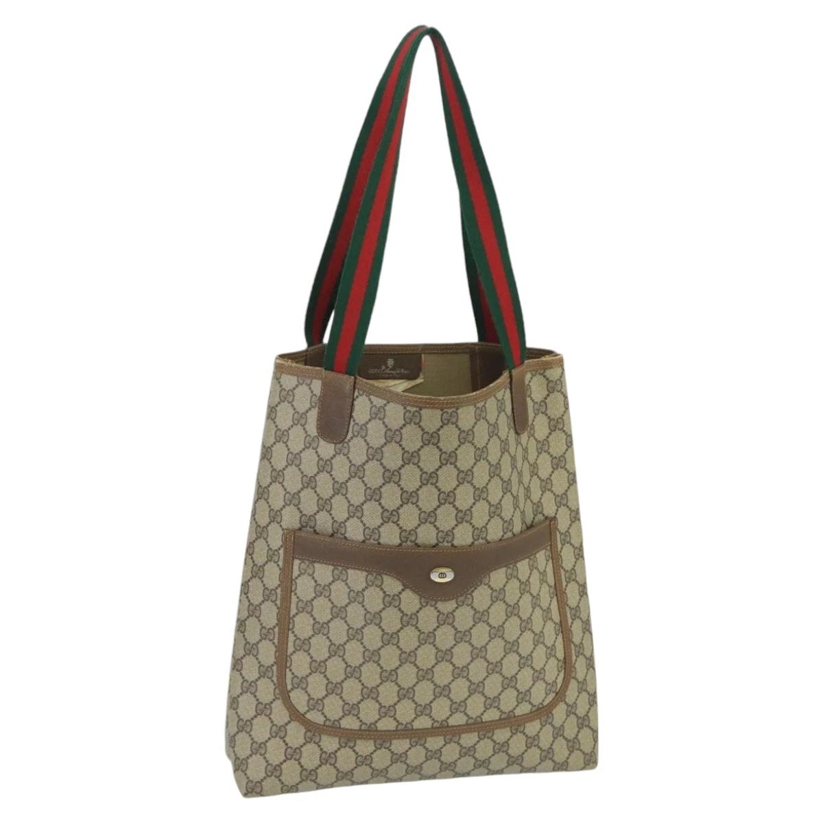 Sac fourre tout GUCCI GG Supreme Web Sherry Line PVC beige rouge 40 02 003 authentique 100347