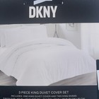 DKNY Soft Textured Solid White KING Duvet Cover Shams Set 3 pc NEW A10