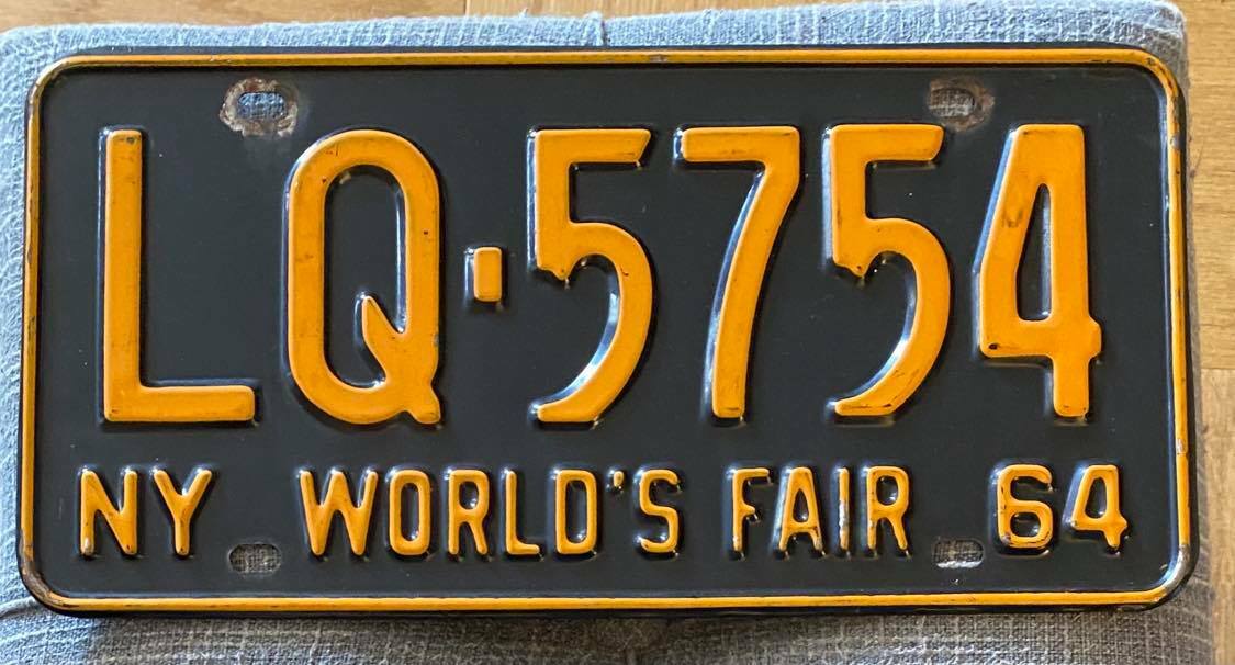 New York 1964 WORLD'S FAIR License Plate LQ5754 eBay