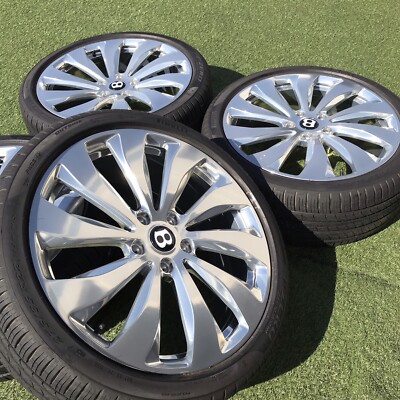 22 BENTLEY CONTINENTAL RIMS TIRES POLISHED SET OEM GENUINE