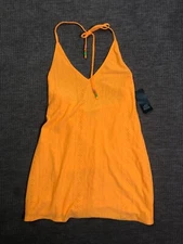 Wild Fable Women's Vibrant Orange Halter Tie W/ Open Back Dress - Size Large