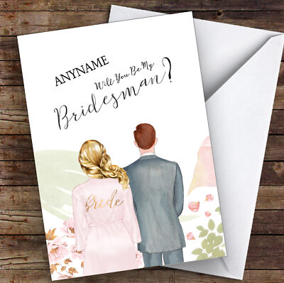 Personalisierte Karte blondes halbes Haar Ingwerhaar Will You Be My Bridesman