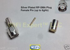 1 x Silver RP-SMA Male plug crimp Connector for LMR200 RG58 RG142 RG400 LMR195