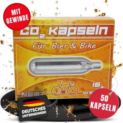 50x 16g CO2 Kapseln mit Gewinde für Fahrradpumpen Kartuschenpumpen AirGun etc