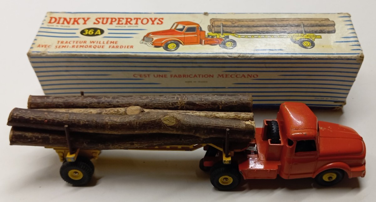 Dinky Supertoys n°36A Willème avec remorque fardier + boîte Meccano