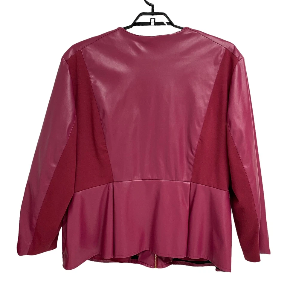 Ashley Stewart Mujer Blazer Imitación Cuero Rosa Cremallera Completa Talla 30-32 Foto 3 de 4