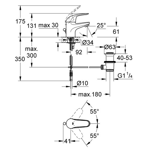 Grohe Swift Waschtischarmatur Wasserhahn Einhebelmischer Waschbeckenarmatur - Bild 5 von 5