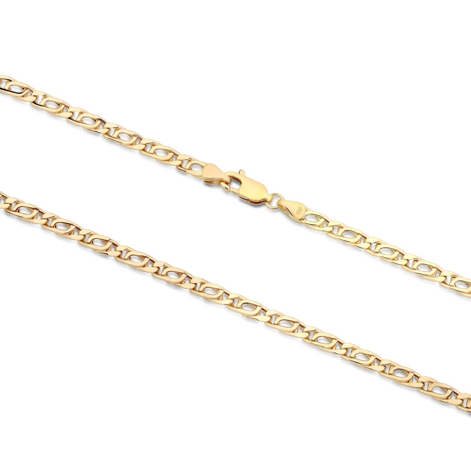 Goldkette Tigerauge Pfauenauge 3mm 585er Gelbgold 14Karat Halskette Damen Herren