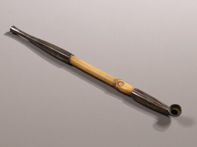 Japanese Pure Silver Kiseru Samurai Bamboo Smoking Pipe Tabaco Meiji Era  19th C