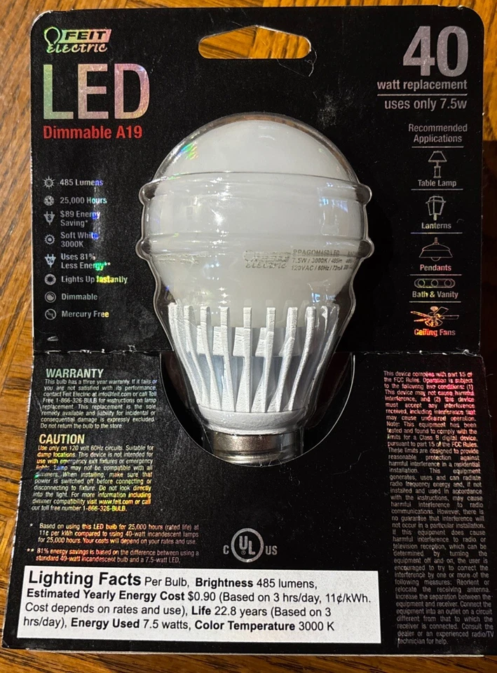 Feit Electric  - LED 40 Watt Dimmable A19 Bulb - Image 2 of 2