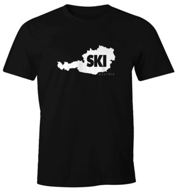Herren T-Shirt Ski Austria Österreich Wintersportler Landkarte Ski-Fahrer
