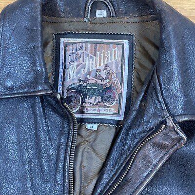 M. Julian Leather Biker Bomber Motorcycle Jacket Medium Aged M. Julian Leather Biker Bomber Motorcycle Jacket Medium Aged