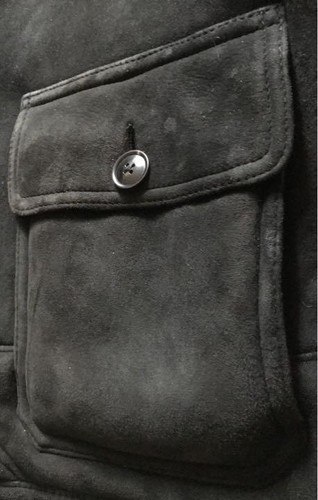 Ralph Lauren Black Dye Black Dyed Leather Mouton Jacket M - Picture 8 of 10