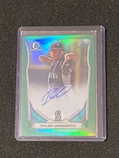 Dylan Unsworth 2014 Bowman Chrome Green Refractor Prospect Auto #d /75 Mariners