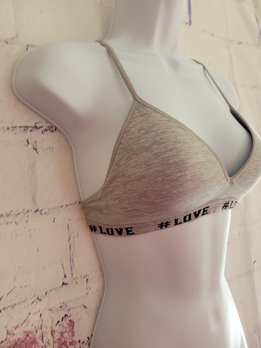 Wonder Nation Girls Bra size 36 Gray #LOVE Graphic Lightly Lined Spaghetti Strap - Picture 7 of 13