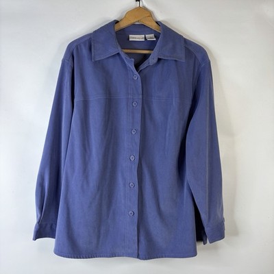 Croft & Barrow Womens Button Down Shirt Top Size 1X Purple Long Sleeve Stretch