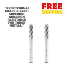2pc 1/4"HSS 4 Flute End Mill Cutter Straight Shank CNC Drill Bits for Wood Steel