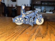 CHAMPION 5" PATROL Motorcycle and police cop cast iron antique toy bike