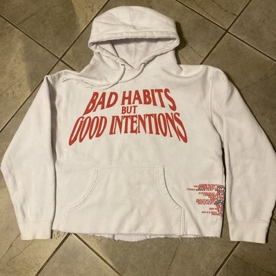 VLONE x Nav Bad Habits Good intentions Hoodie Size Medium White Sweatshirt