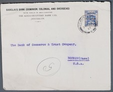 MayfairStamps Palestyna 1927 EFR Wysyłka Płatna Barclays Bank Jerozolima do Bostonu