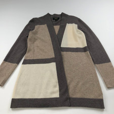 Charter Club Cashmere Luxury Small Open Front Cardigan Sweater Brown MINT