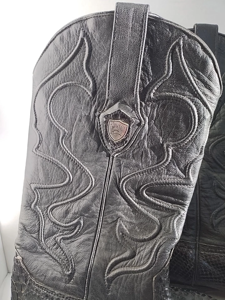 Botas Wild West Genuinas Negras Pitón Serpiente Para Hombre Punta Punta Talla 7.5 EE Foto 3 de 4