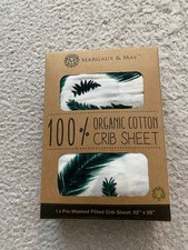 Margaux  May Muslin Organic Cotton 52" x 28" Fitted Crib Sheet - Green Feather
