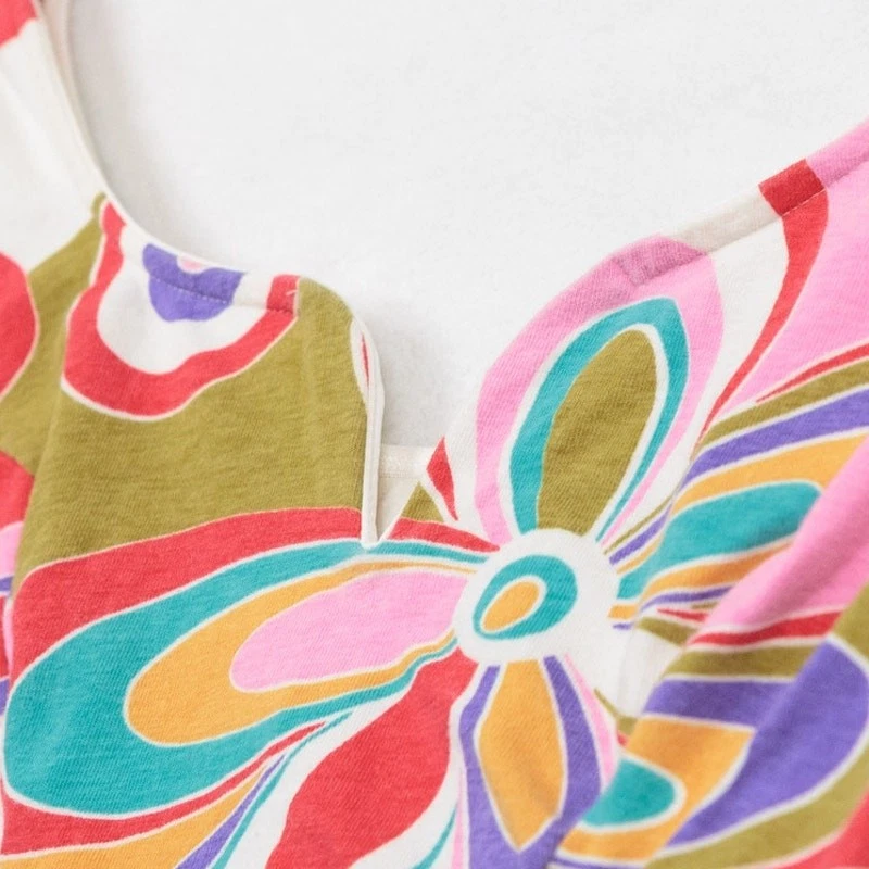 Blusa crop top vintage anos 70 anos 80 fio V hippie dopamina cigana floral retrô mod indie tamanho XS - Imagem 2 de 4