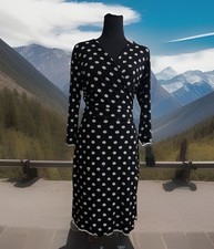 Sade New York Martey Knit Polka Dot Wrap Dress Black/White Women's Size 8 y2k
