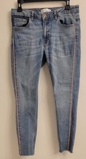 Jeans donna Zara Basic Z1975 vita media skinny ricamato laterale denim taglia 10