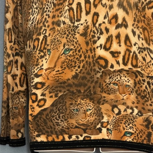 VTG Womens Sweater Plus 2X Black Gold Leopard Animal Sequins Cardigan Mob Wife - Picture 6 of 12