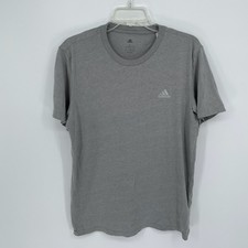 Adidas Men's Gray Small Logo Crewneck Essentials Gym Training Tee T-Shirt Size L